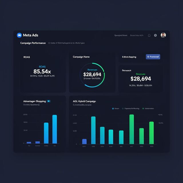 Client advertising dashboard showing spend and performance data